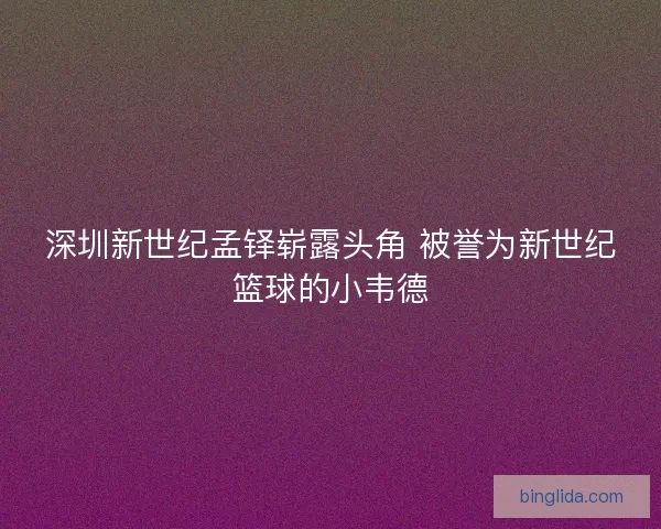 深圳新世纪孟铎崭露头角 被誉为新世纪篮球的小韦德